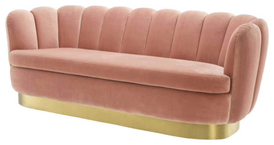 Blush Velvet Scalloped Sofa  Eichholtz Mirage   Contemporary   Sofas   by Oroa   Distinctive Furniture  Houzz