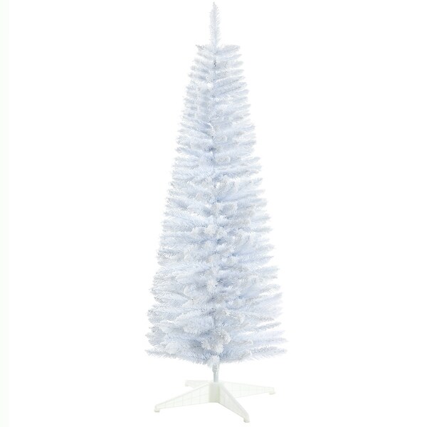 5' / 7' Christmas Tree，Slim Design with Realistic Branches，White