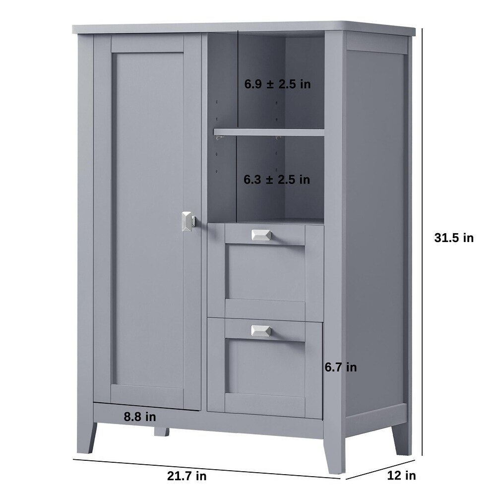 Bathroom Floor Storage Cabinet with Open Compartment and 2 Drawers