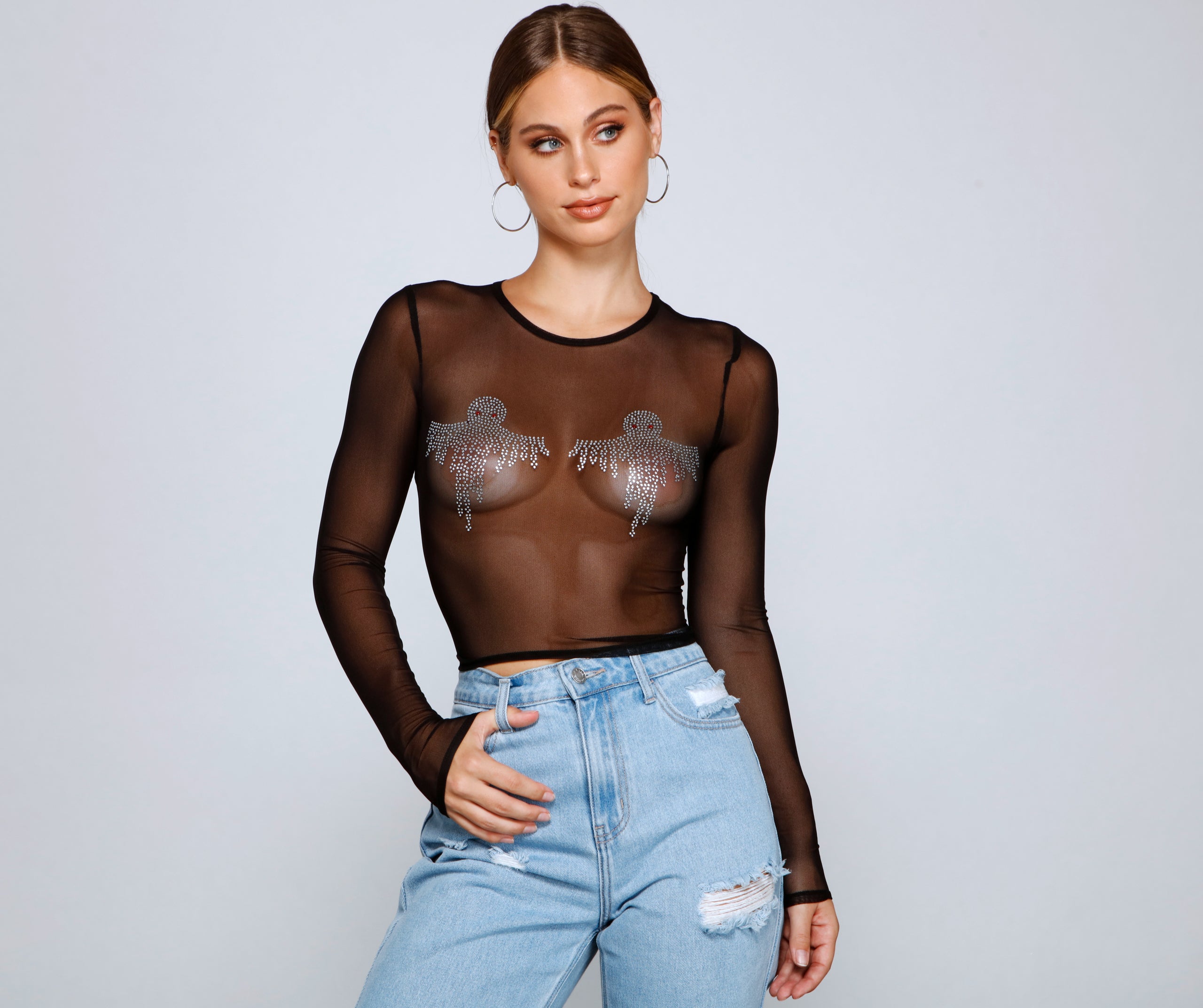 Haunted Hottie Ghost Mesh Top