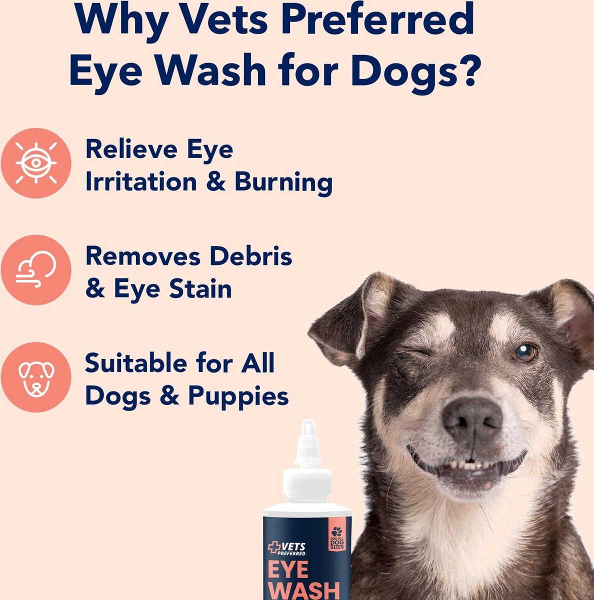 Vets Preferred Advanced Eye Wash for Dogs， 4-oz bottle