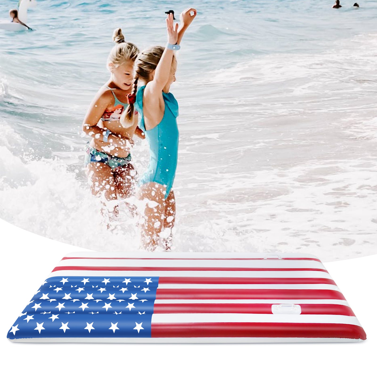 6Ft Inflatable American Flag Pool Floats, Water Fun Floaty, Summer Swim Pool Raft Lounge Beach Floaty Party Toys, Summer Float For Adult