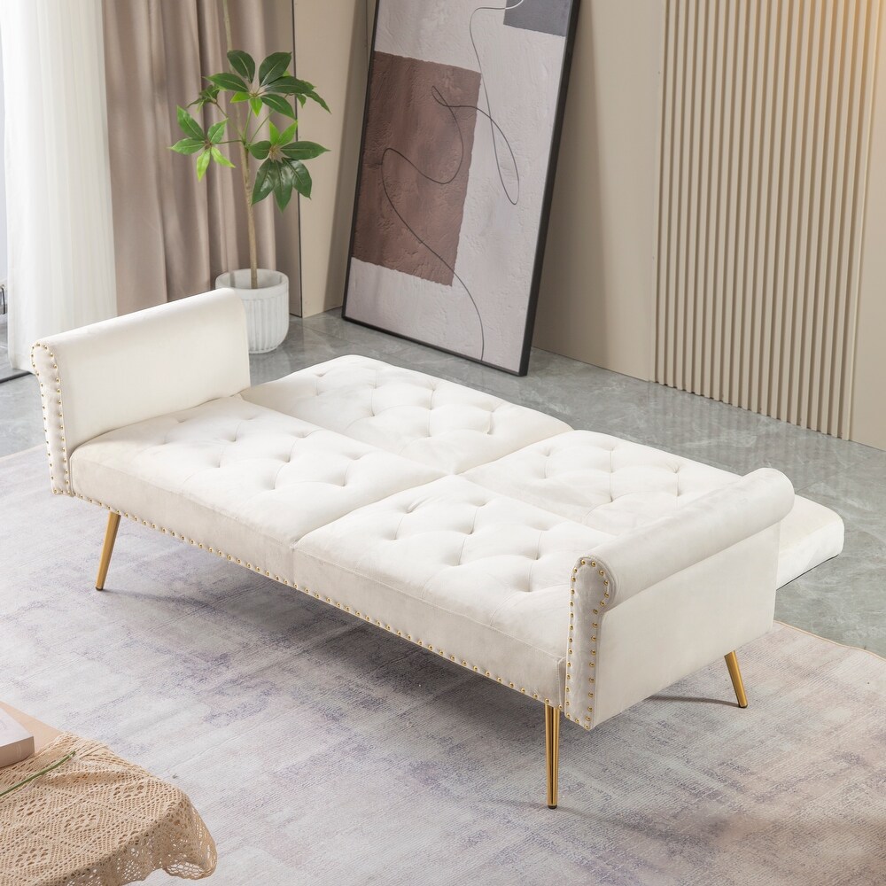 Modern Velvet Upholstered Sleeper Sofa