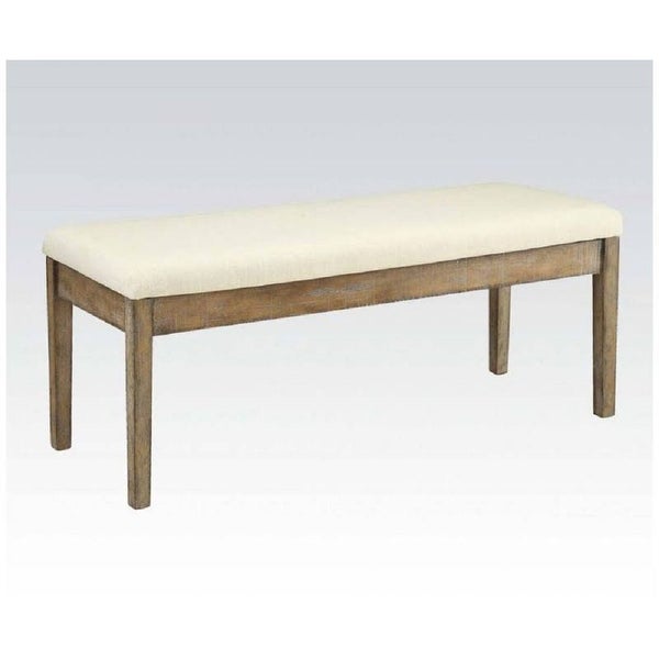 Global Pronex Claudia Bench in Beige Linen and Salvage Brown for Living Room and Dining Room