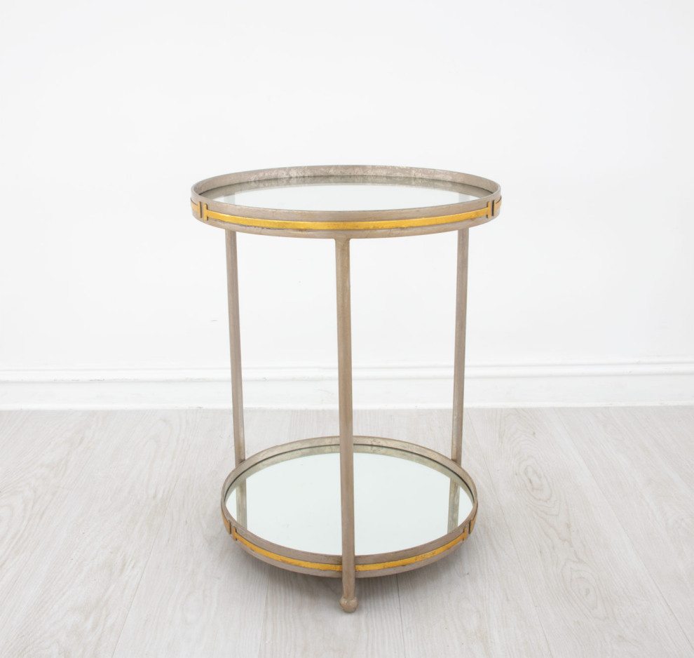 Vada Champagne  ampGold Side Table   Transitional   Side Tables And End Tables   by Peachtree Fine Furniture  Houzz