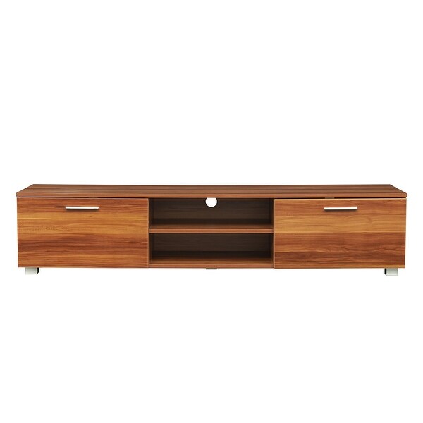 TV Stand Media Console Entertainment Center Table， 2 Storage Cabinet with Open Shelves for 70