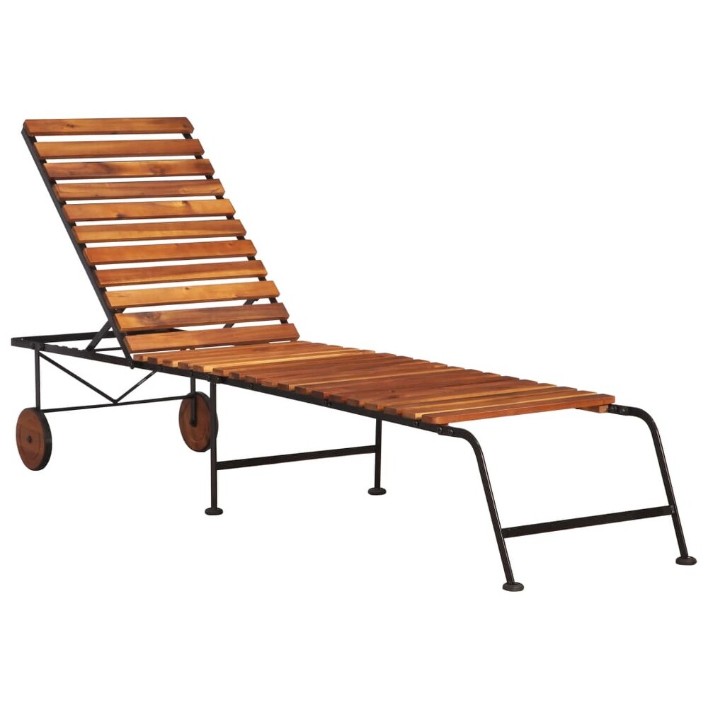 vidaXL Sun Lounger with Steel Legs Solid Wood Acacia   80.7\