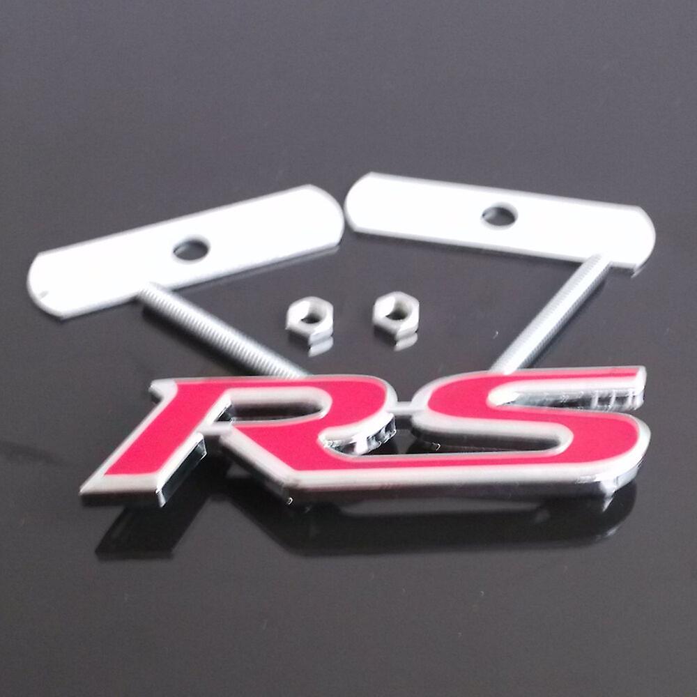 Car Suv 3d Metal Bumpers Door Exterior Badge Emblem Decals Red Rs Logo Sticker