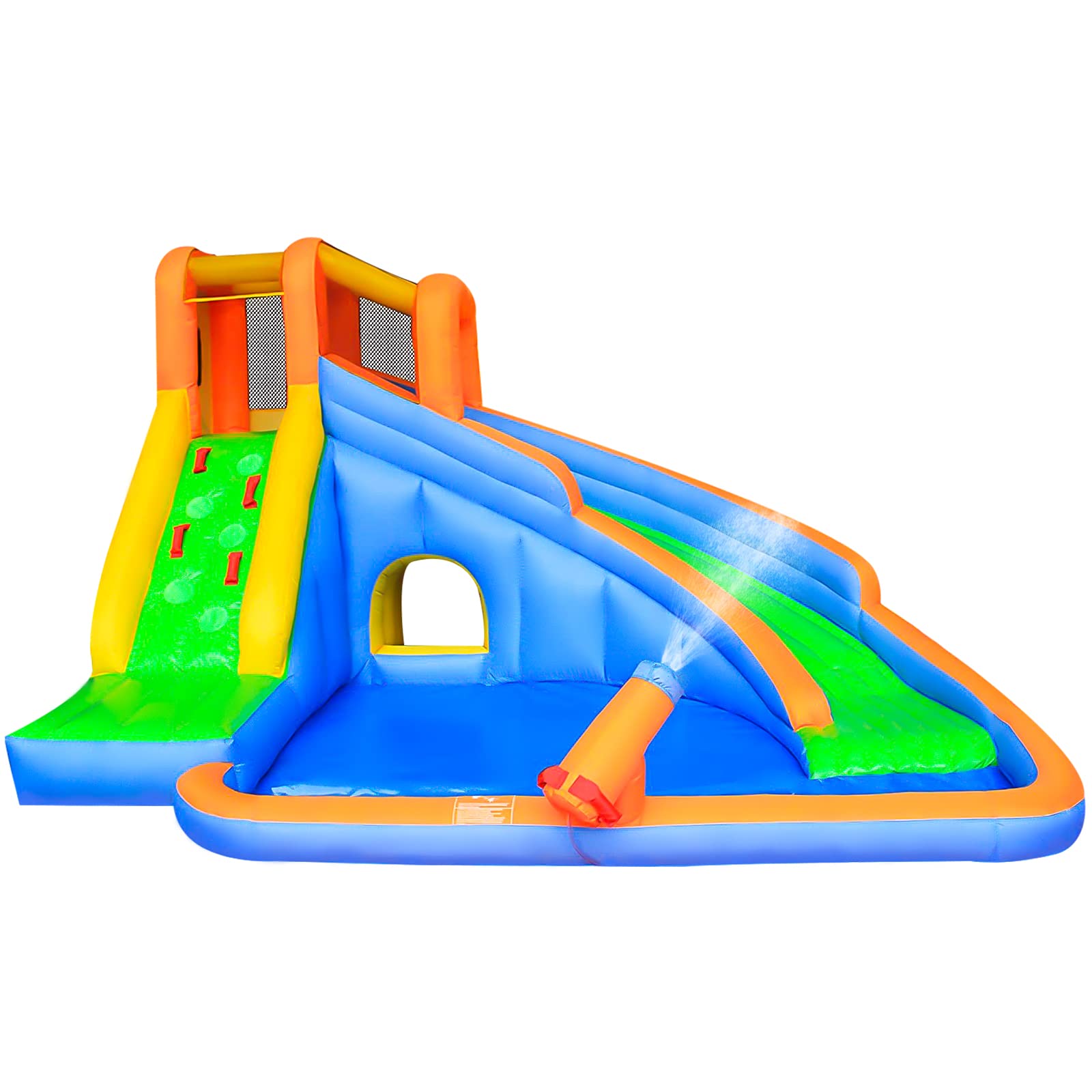 BESTPARTY Inflatable Water Slide Kids,Water Slide With Pool Backyard Water Park Play Slide with Blower, Stakes, Water Tube, Storage Bag, Patch Kits Included,450w