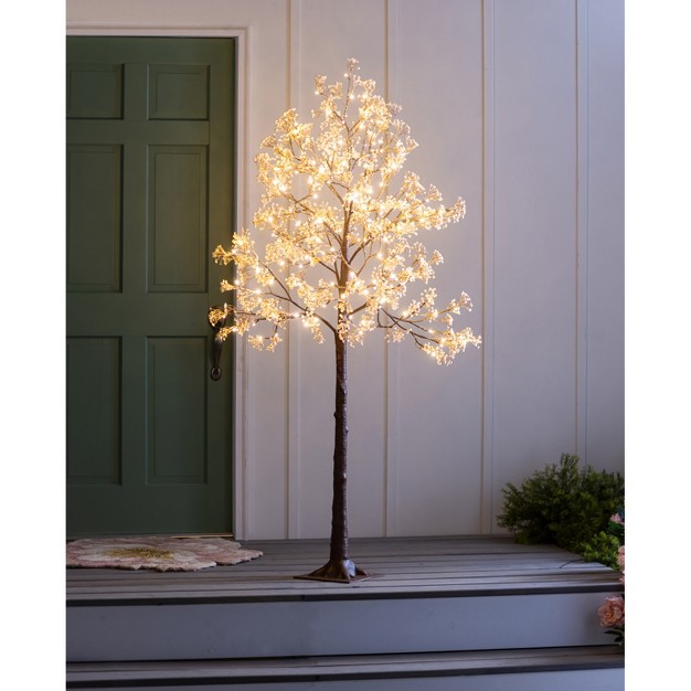 Indoor/outdoor Electric Lighted Faux Gypsophila Twig Tree， 6' Tall