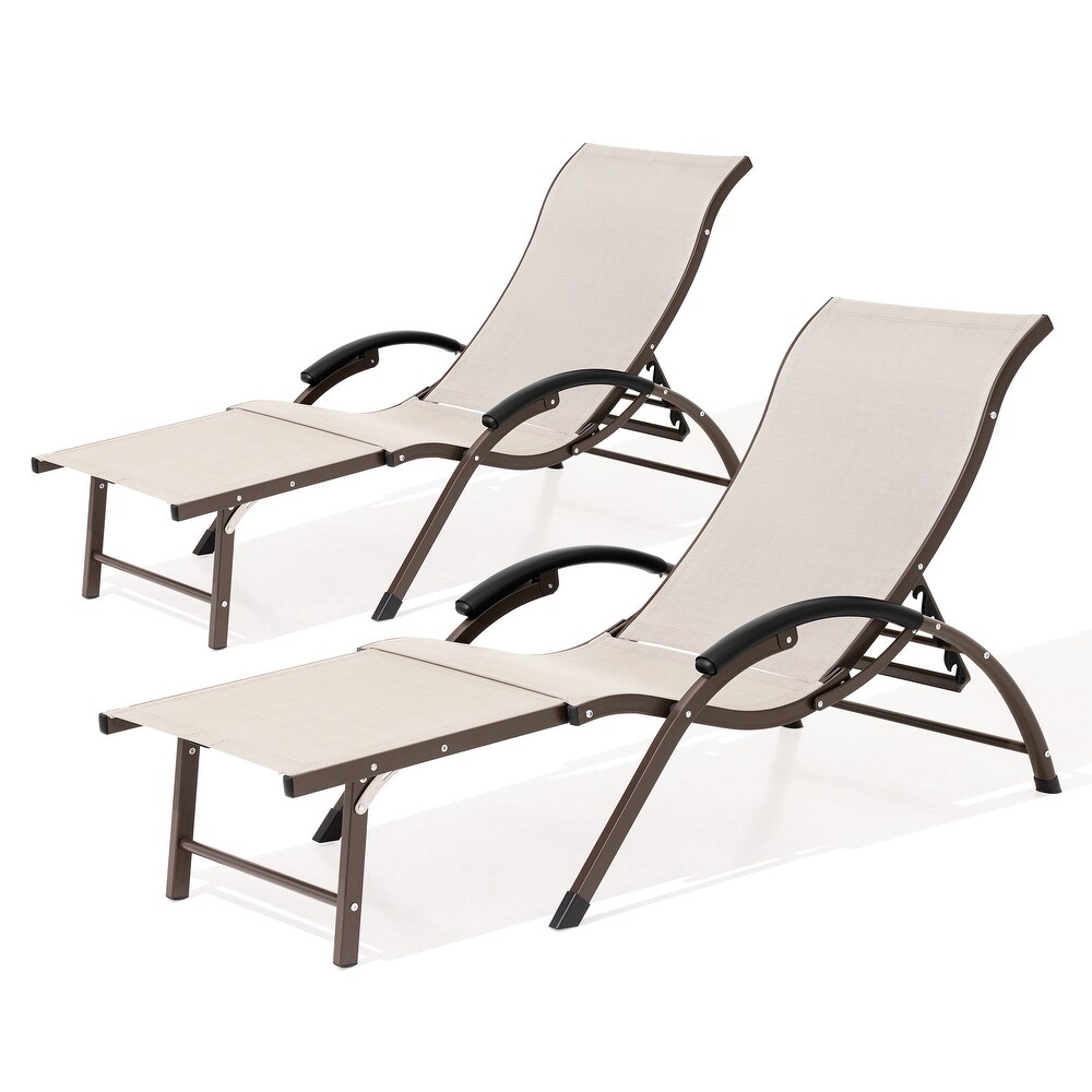 Crestlive Products Outdoor Foldable Aluminum Chaise Lounge Chair(Set of 2)   53.94\