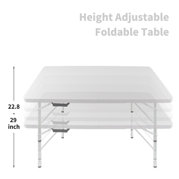 4ft Rattan Folding Table for Indoor and Outdoor