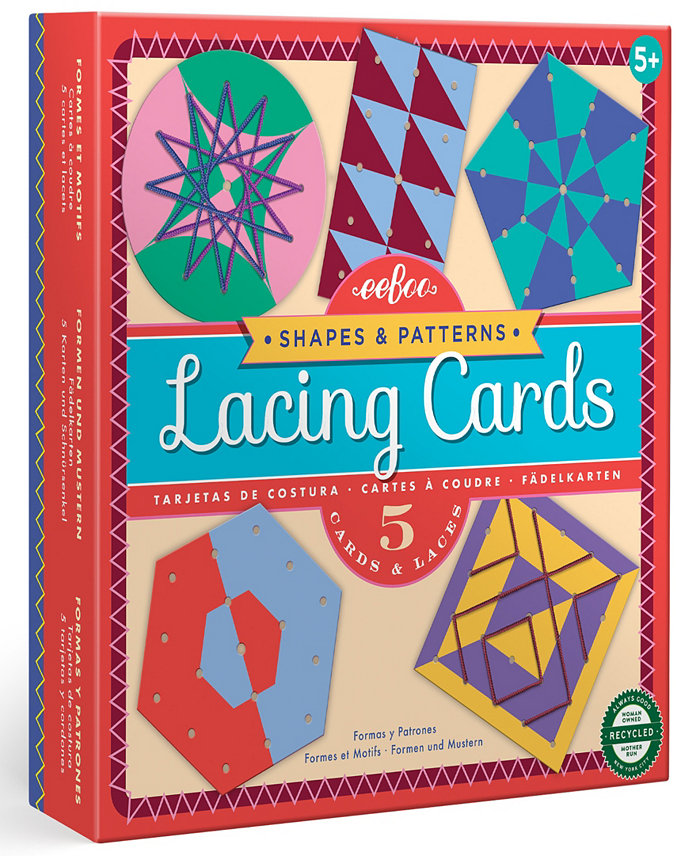 Eeboo Shapes Patterns Lacing Cards  Set of 5