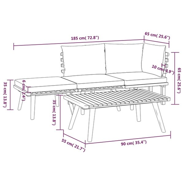 4 Piece Patio Lounge Set with Cushions Solid Acacia Wood