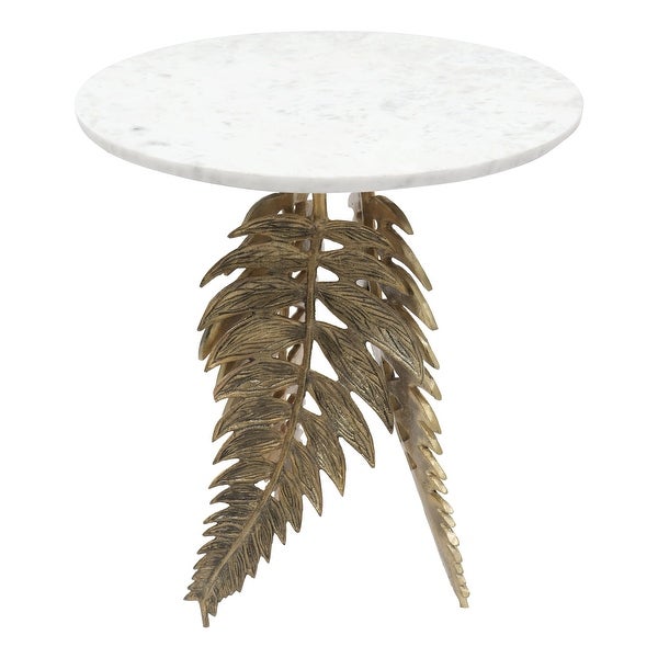 Neruda Marble Side Table White and Gold - White， Gold - 18