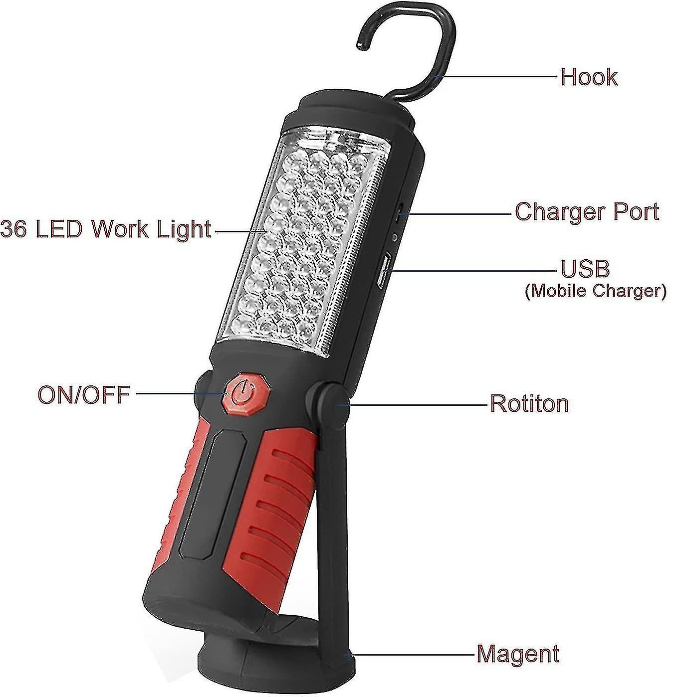 Inspection Lamp Rechargeable Led Lamp， Rechargeable Led Work Lamp With Magnetic Led Torches Lamp Ins