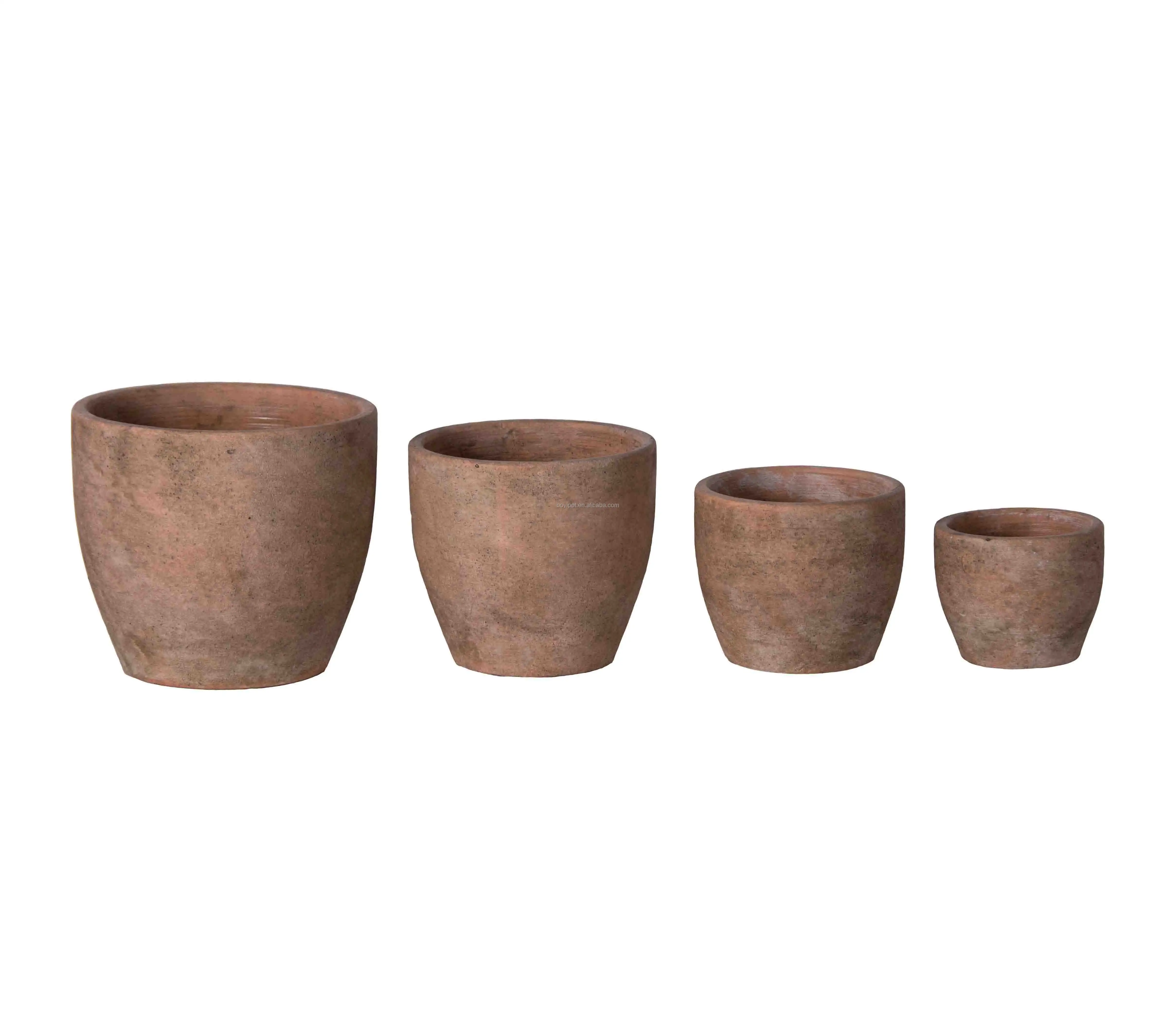 Cement Flower Vase Simply Style Rough Design Round Shape Flower Pot Home and Garden Deco Plants Planting Support