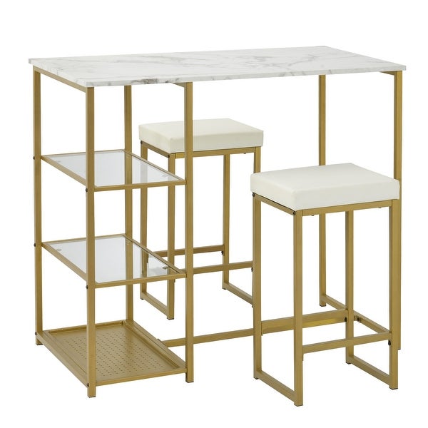 Nestfair 3-Piece Retro Pub Set with Countertop and Bar Stools