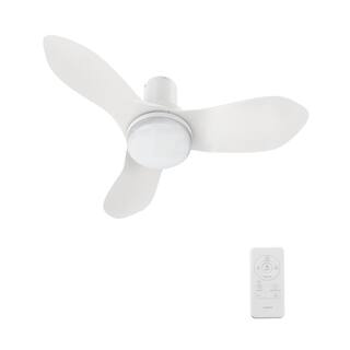 CARRO Nefyn 36 in. Color Changing Integrated LED Indoor Matte White 10-Speed DC Ceiling Fan with Light Kit and Remote Control HYDC363V2-L12-W1-1-FM