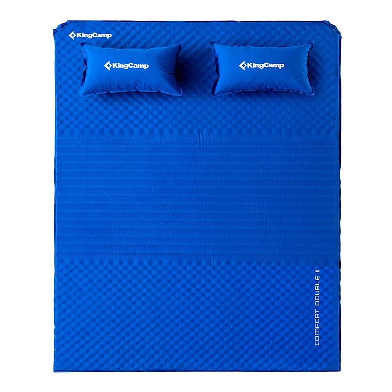 KingCamp Double Self Inflating Camping Sleeping Mat Pad with 2 Pillows， Blue