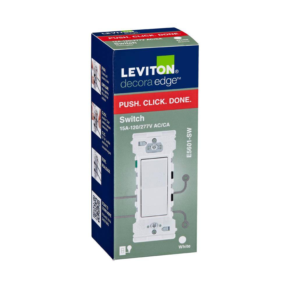 Leviton Decora Edge 15 Amp Single Pole Switch White R02-E5601-0SW