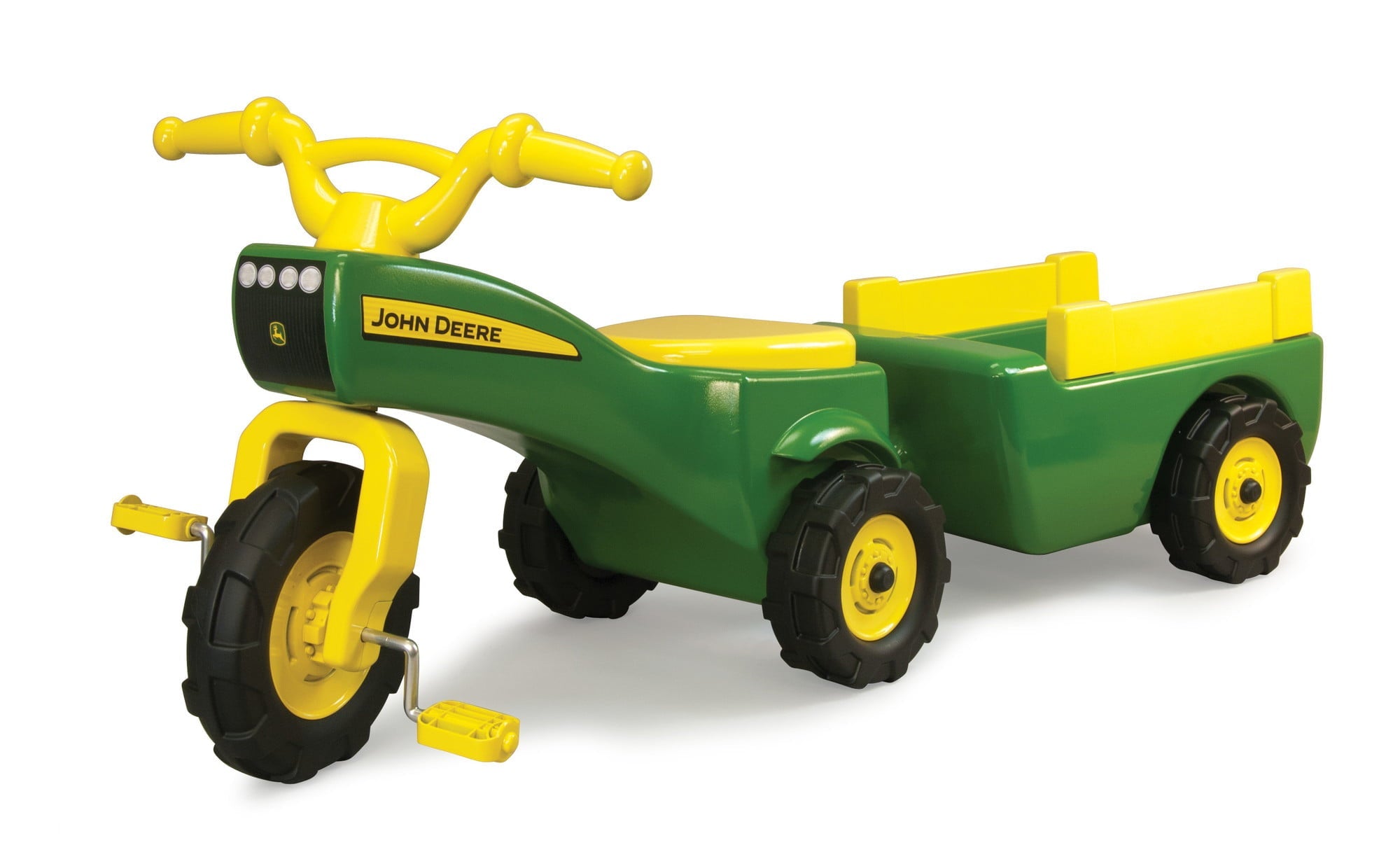 John Deere Pedal Tractor And Wagon, Kids Ride On Tractor Tricycle, Green + Yellow