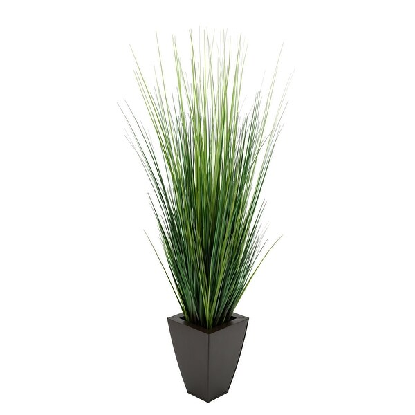 Faux PVC Grass in Tapered Square Zinc Planter