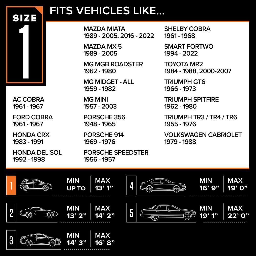 Budge Indoor Stretch 157 in. x 60 in. x 48 in. Size 1 Car Cover RSC-1