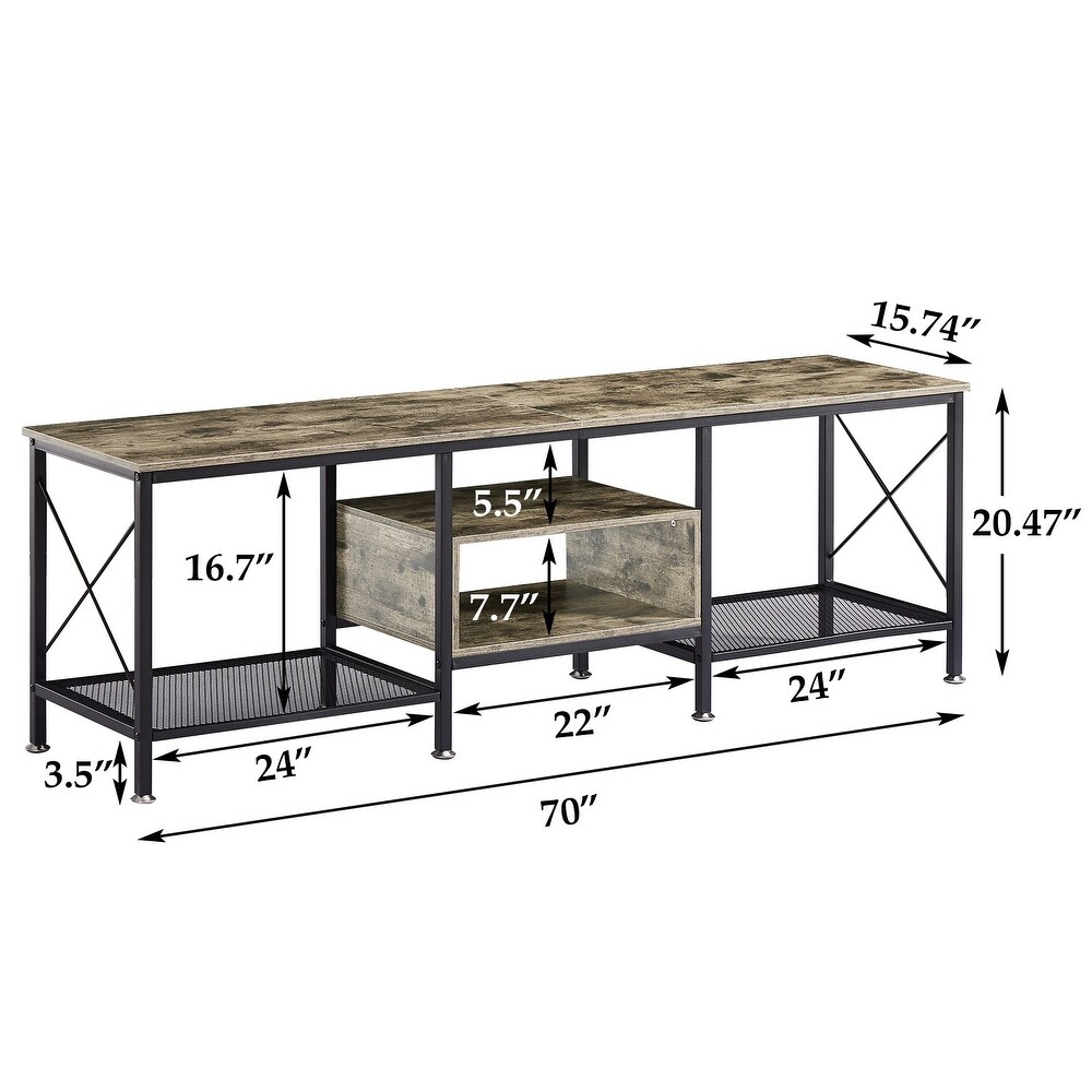 TV Stand for Living Room  Entertainment Center TV Console with Storage Shelves