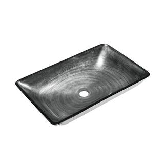 Swiss Madison Cascade Glass Rectangular Vessel Sink with Faucet in Smoky Grey SM-VSF294