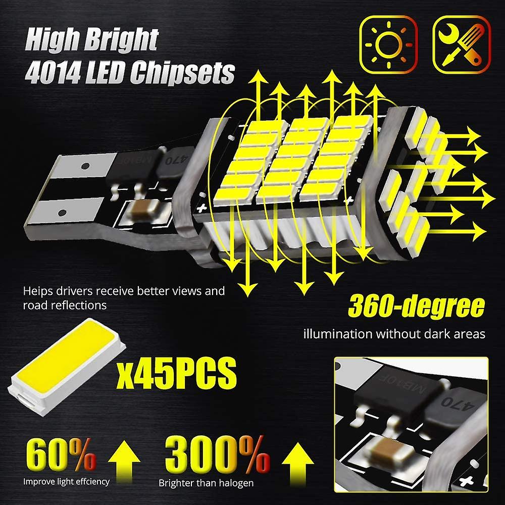 Born Pretty 10pcs T15 W16w 921 912 T16 902 Led Bulbs High Power 45pcs 4014smd Super Bright 1200lm Replace For Car Reversing Light White