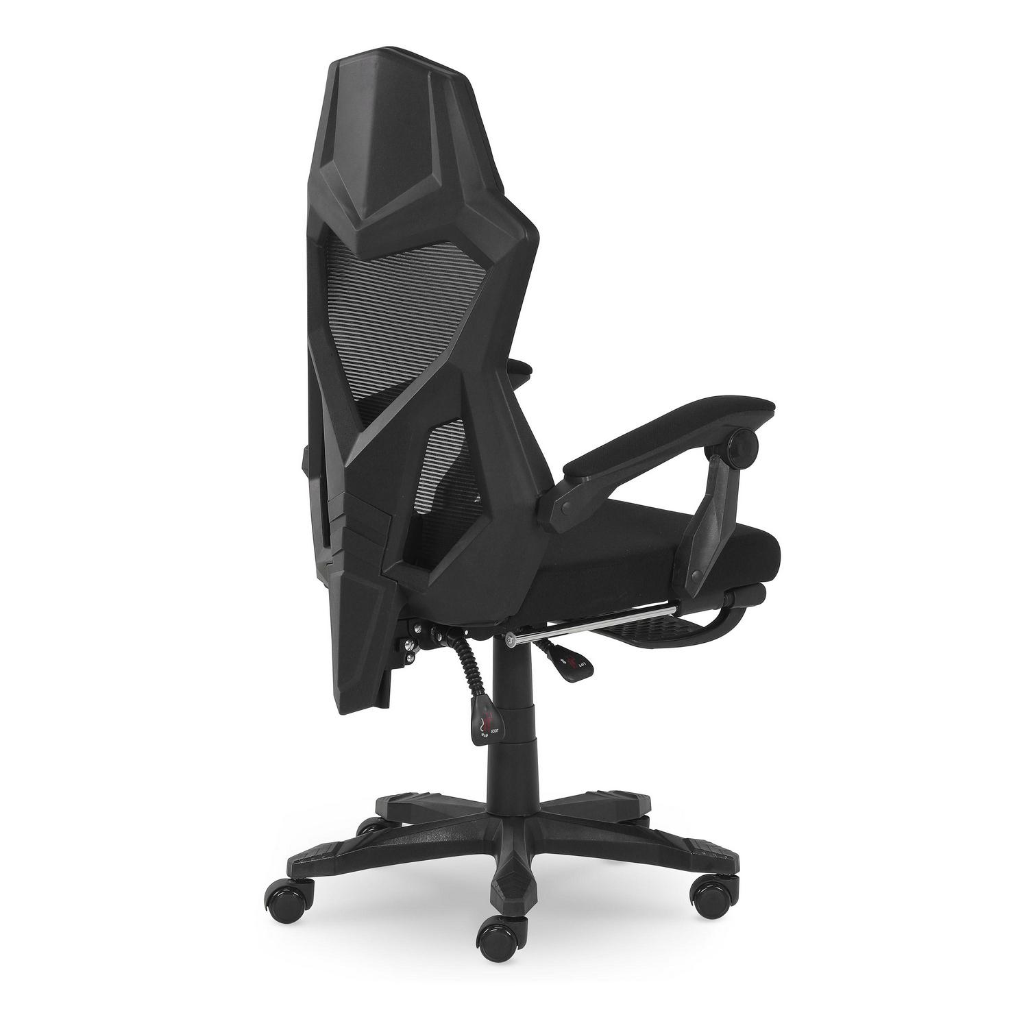 Gamer Gear Gaming Office Chair with Extendable Leg Rest Black Fabric Upholstery  Crowdfused