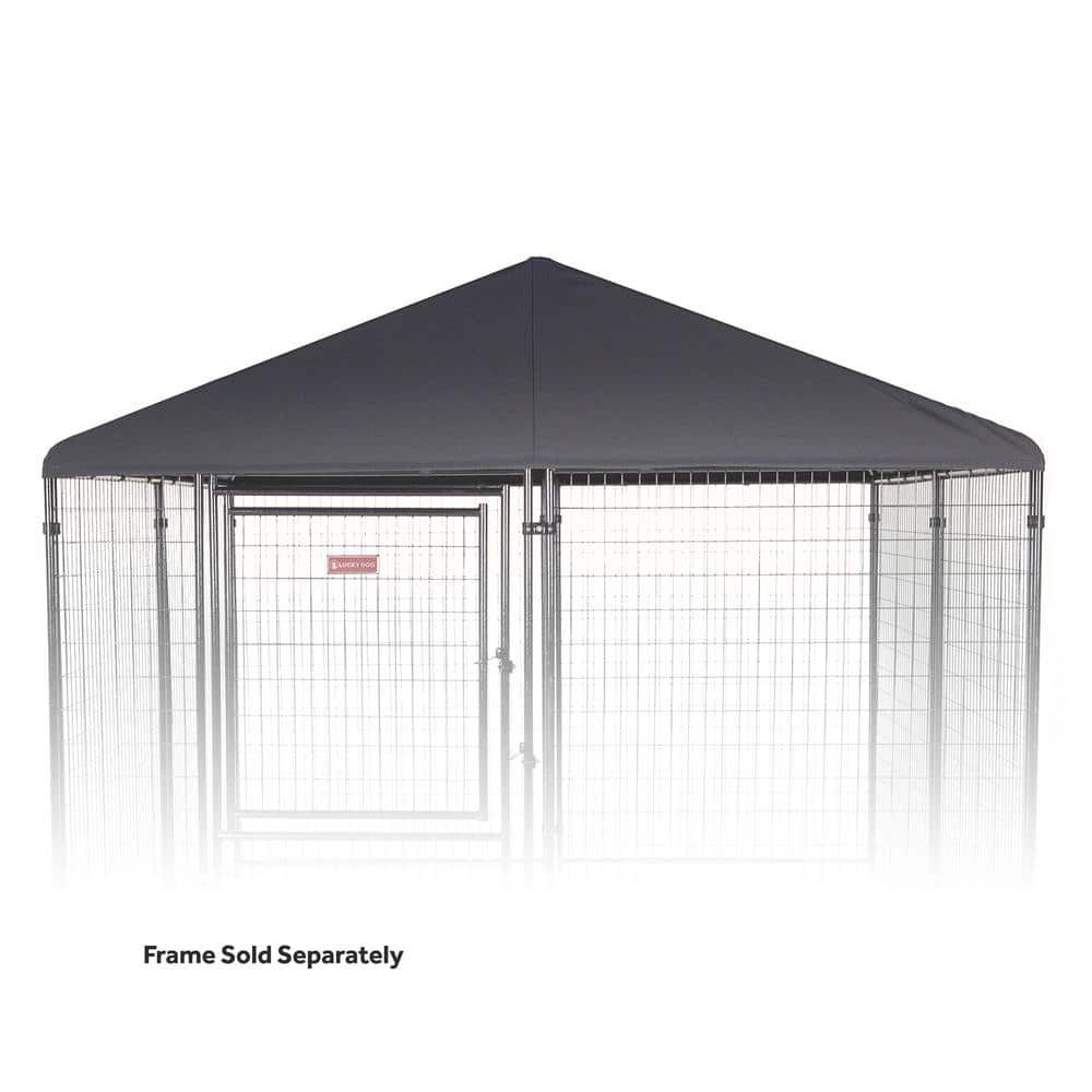 Lucky Dog 10 ft. x 10 ft. Steel Grey Canopy Presidential Coverage Area - 0.0023-Acres In-Ground Kennel Cover PKC10X10-TE0310