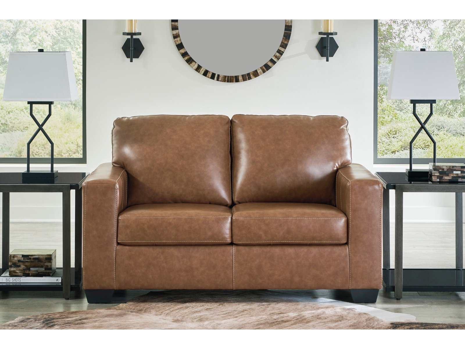 (Online Special Price) Bolsena Caramel Leather Loveseat