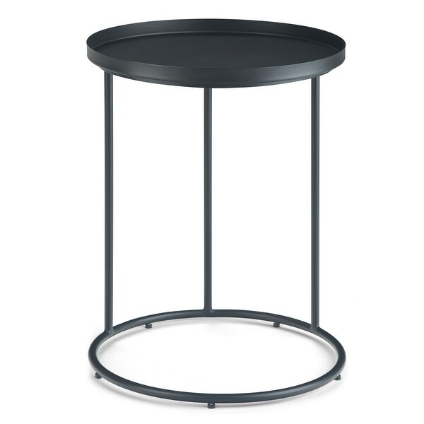 WYNDENHALL Lipton Industrial 18 inch Wide Metal Accent Side Table in Black， Fully Assembled - 18