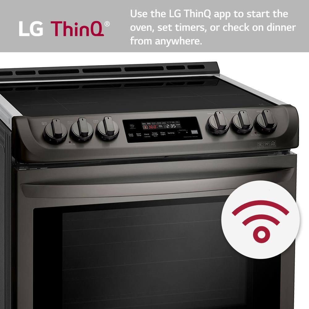 LG 6.3 cu. ft. Smart Slide-In Electric Range with ProBake Convection Induction  Self-Clean in Black Stainless Steel LSE4616BD