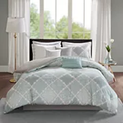 Madison Park Karyna Sateen Cotton Comforter Set with Throw Pillows