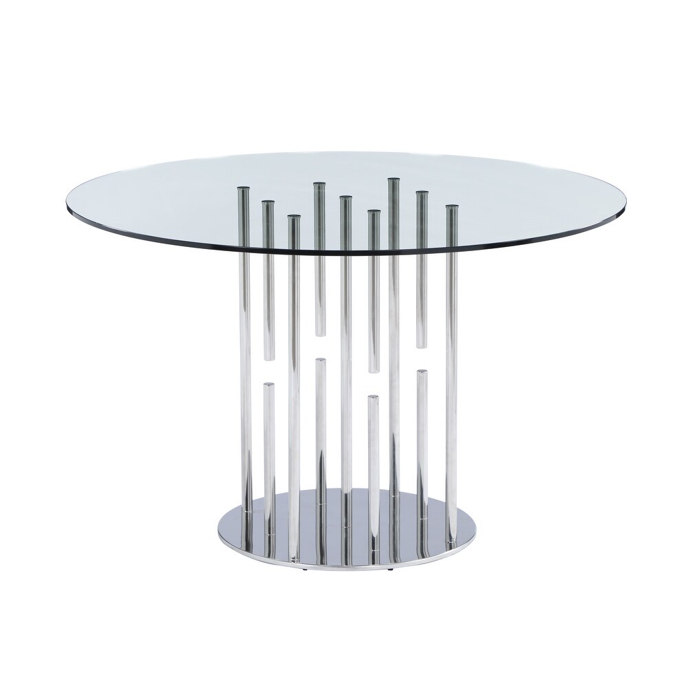 Somette 8511 Round glass dining table   Grey