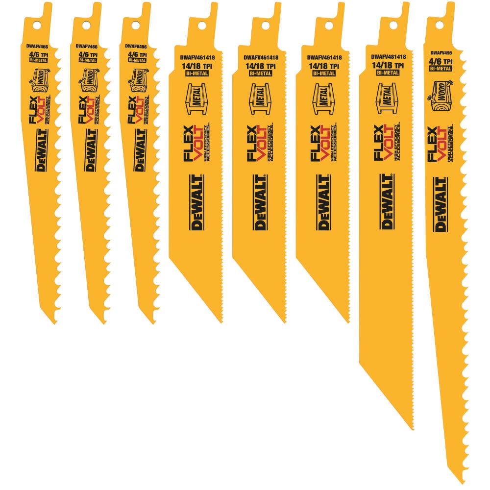 FLEXVOLT Reciprocating Saw Blade Set- 8 Pack and 7-1/4-in 24T Saw Blades with ToughTrack Tooth Design - 3 pack