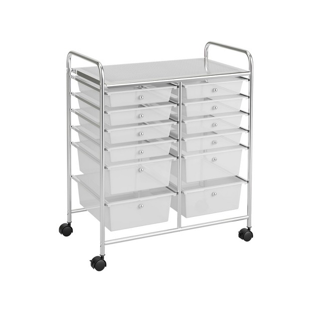 Tangkula 12 drawers Rolling Storage Cart With Organizer Top