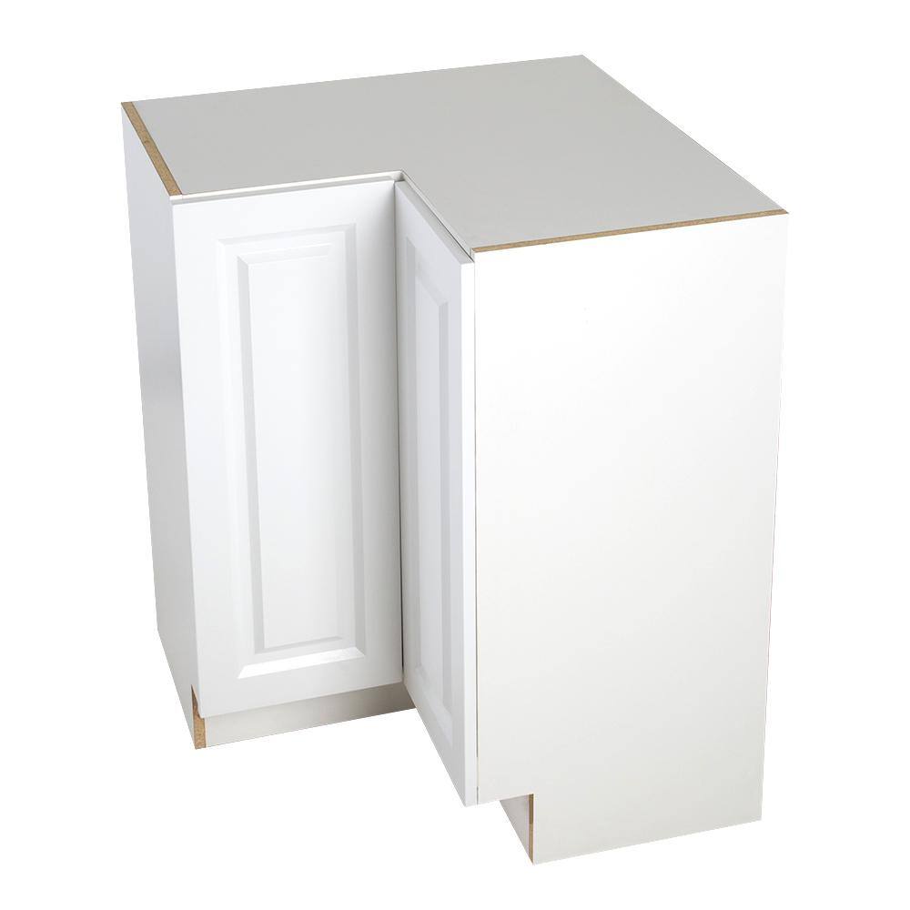 Hampton Bay Benton Assembled 27.6 in. x 27.6 in. x 34.5 in. Lazy Susan Corner Base Cabinet in White BT2835C-WH