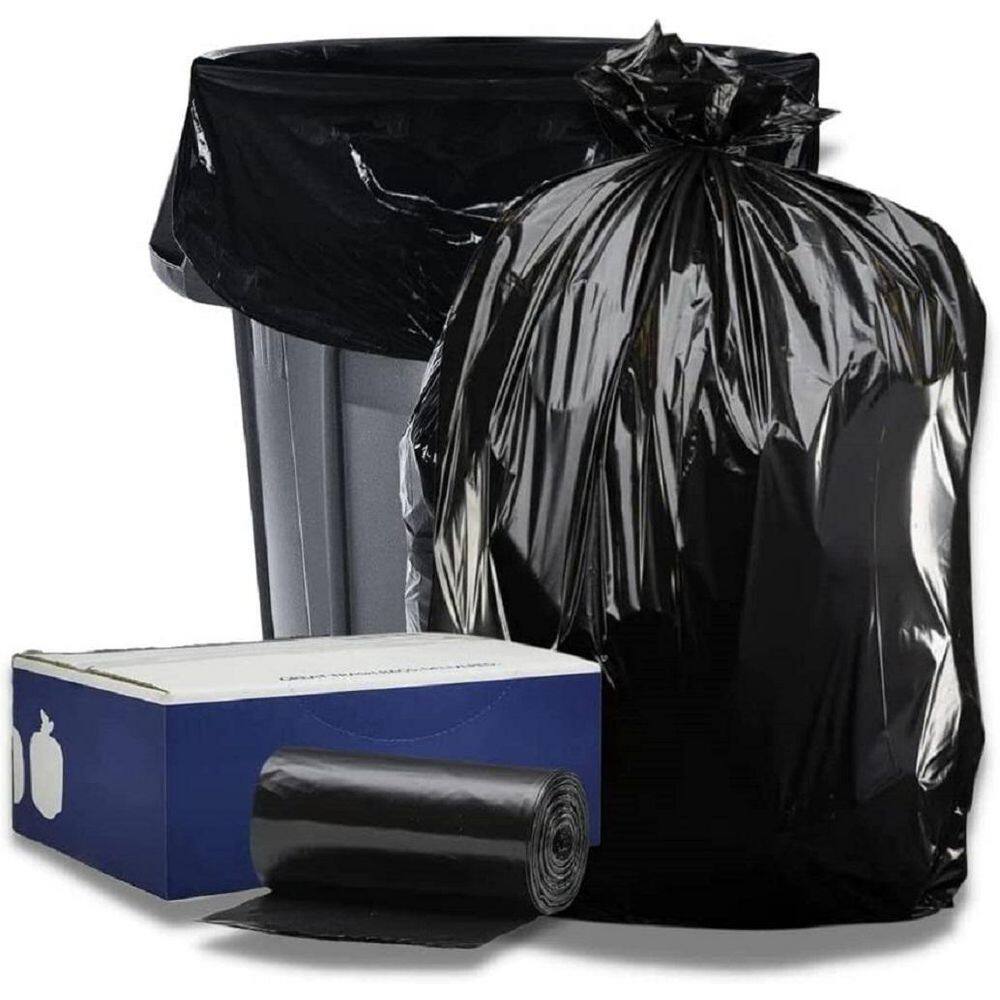 Plasticplace 55 Gal. Black Rubbermaid Compatible Trash Bags (Case of 100) 405015B