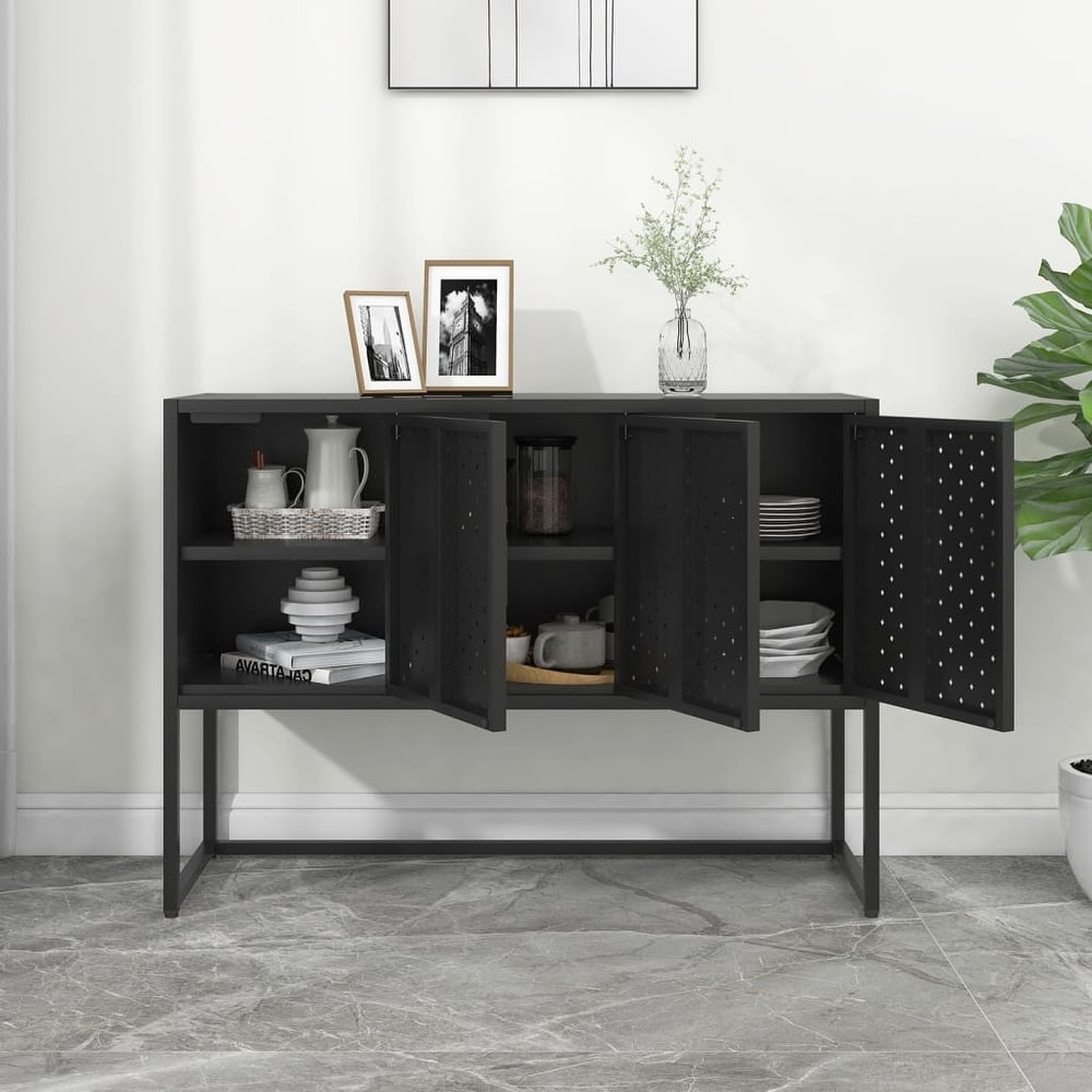 vidaXL Sideboard Storage Buffet Cabinet for Kitchen Living Room Entryway Steel