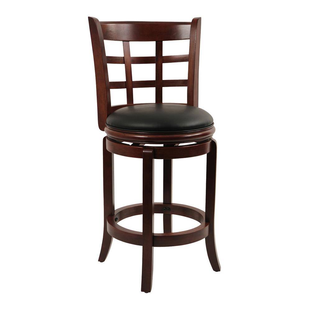 Boraam Kyoto 24 in. Cherry Swivel Cushioned Bar Stool 41224