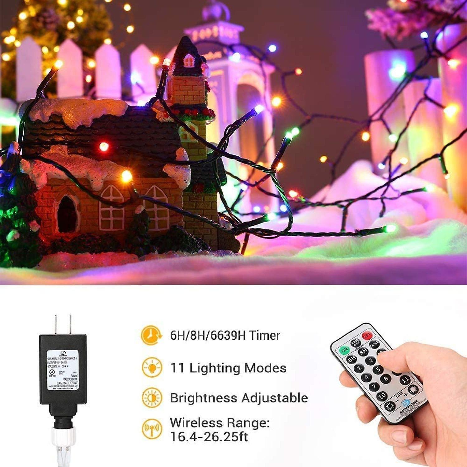 Dexusay Color Changing Christmas Lights， 115ft 300 Led Christmas String Lights， 11 Modes Warm White Multicolor Lights， 24v Safe Adapter Dimmable Light