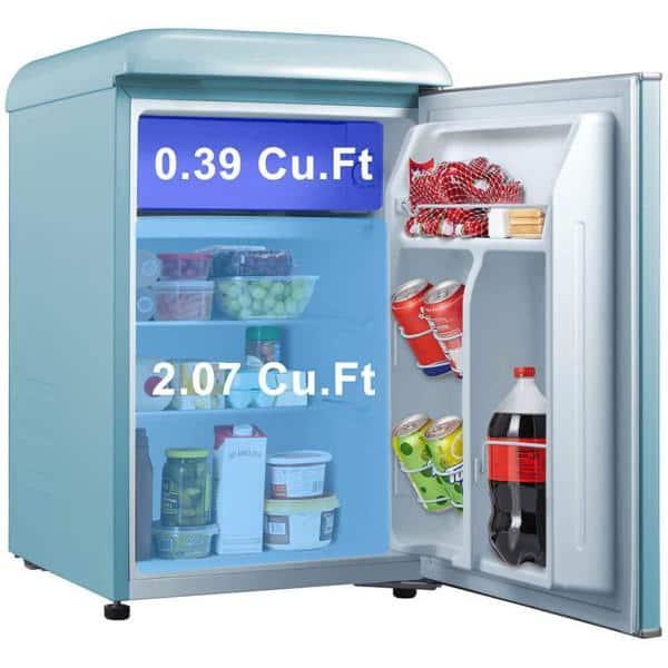 Galanz 25 cu ft Retro Mini Fridge in Bebop Blue with Chiller