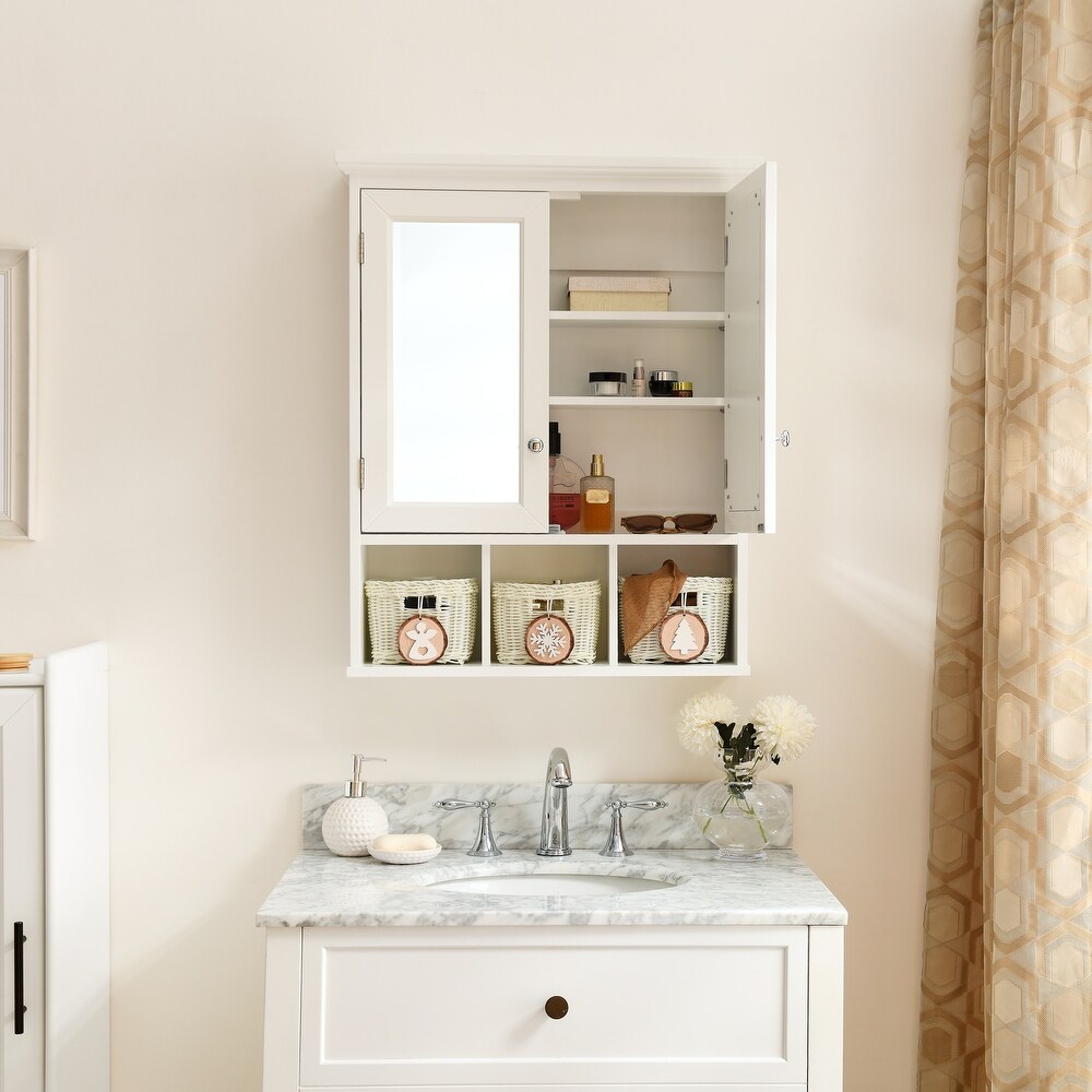 Bathroom Storage Cabinet Medicine Cabinets with Mirror and Christmas Storage Basket for Kitchen  Wall Mounted Wood Cabinet