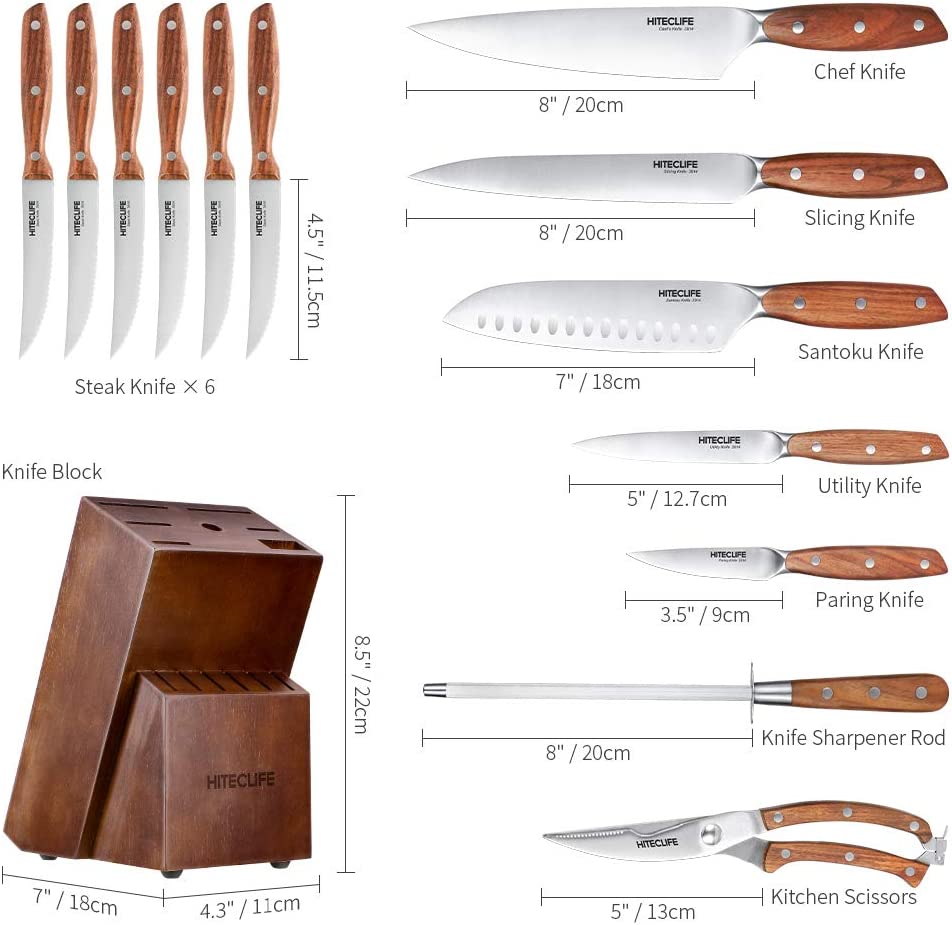 14 Pieces High Carbon Stainless Steel Knife Set with Block