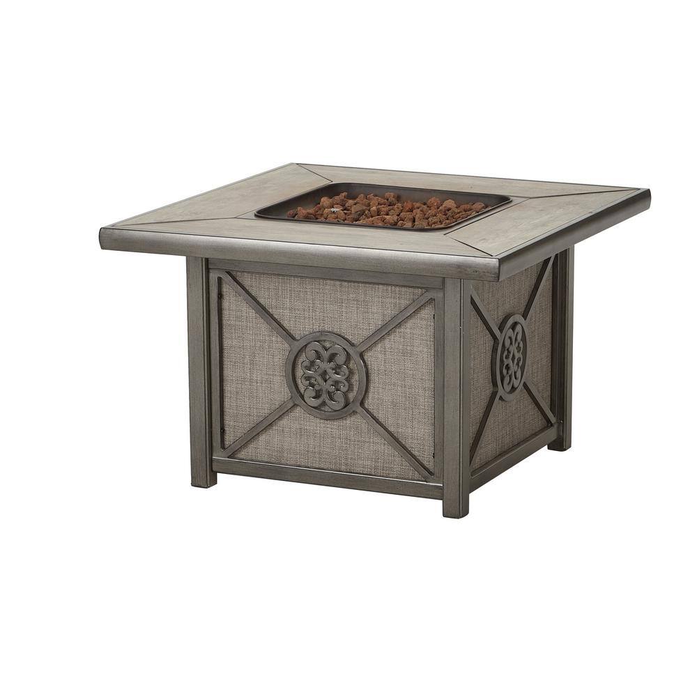 Home Decorators Collection Wilshire Estates 1-Piece Aluminum Tile Top Outdoor Gas Firepit with Sunbrella Sling Fabric ARX04600K01