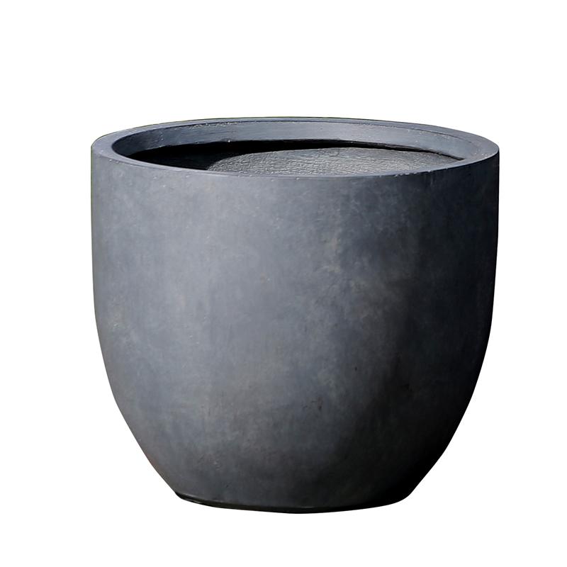 LuxenHome Round 17 H Outdoor Patio Planter in Gray